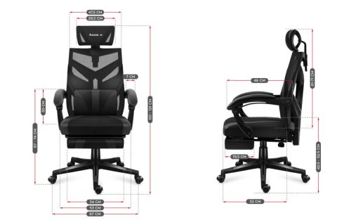 Huzaro Combat 5.0 black hráčska stolička s ergonomickou opierkou nôh, polohovateľné kreslo, opierka hlavy, čierna