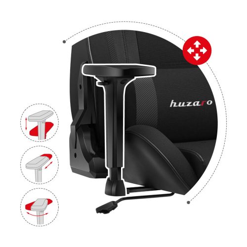 Huzaro Force 7.6 black hráčska stolička, polohovacie kreslo, materiál látka, bedrová opierka, opierka hlavy, tvarovaná pena s pamäťovou penou, čierna.