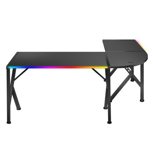 Herný rohový stôl Huzaro Hero 6.3 RGB, 154 x 117 cm, kov / karbón, čierny