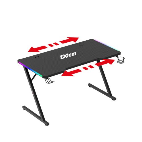 Huzaro herný stôl Hero 2.5 RGB, 120 x 60 cm, čierny.