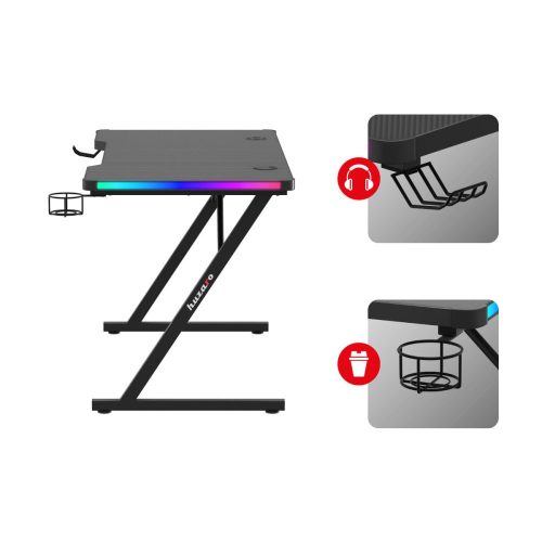 Huzaro herný stôl Hero 2.5 RGB, 120 x 60 cm, čierny.