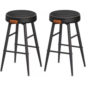   Vasagle ECHO Barové stoličky 2 ks, šitý poťah z umelej kože, výška 63 cm, čierna.