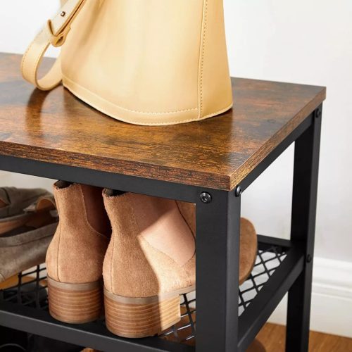 Lavica na topánky s dvoma úložnými úrovňami, rustikálna hnedá 100x30x45cm