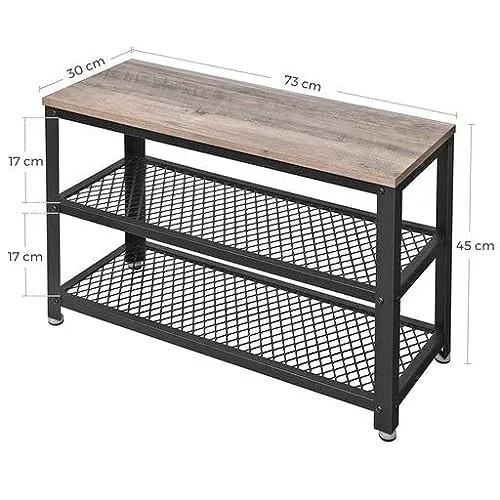 Vasagle Lavica na topánky s dvoma úložnými úrovňami, sivá 73x30x45cm