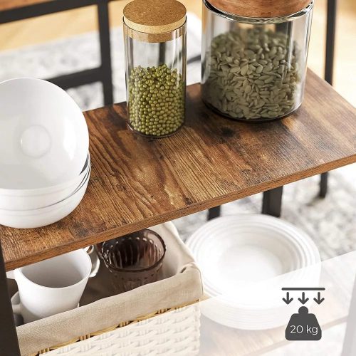 Vasagle Kuchynská tyč s policami, rustikálna hnedá.