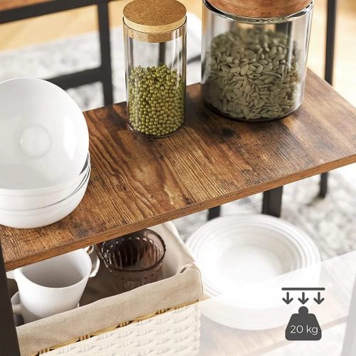 Vasagle Kuchynská tyč s policami, rustikálna hnedá.