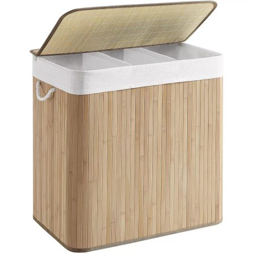 SONGMICS Bambusový kôš na bielizeň s 3 priehradkami 3x50L