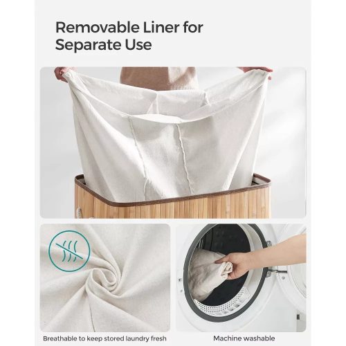 SONGMICS Bambusový kôš na bielizeň s 3 priehradkami 3x50L