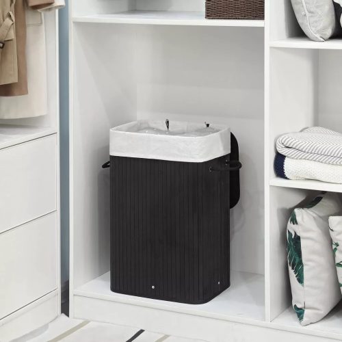 Bambusový kôš na bielizeň 72 l, čierny