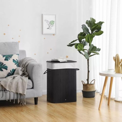 Bambusový kôš na bielizeň 72 l, čierny