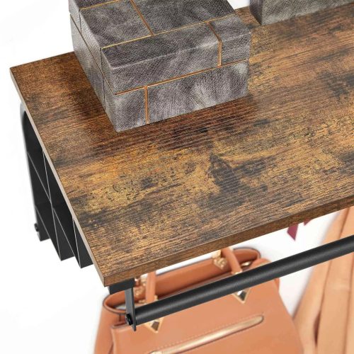 Nástenný vešiak na oblečenie s háčikmi a policou, čierny 80x30x27cm