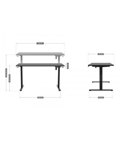 Mark Adler Leader 7.4 black Stôl, výškovo nastaviteľný s pamäťovou funkciou, káblové vedenie 140 X 80 cm, čierny