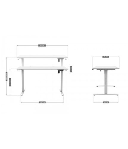 Mark Adler Leader 7.4 white Stôl, výškovo nastaviteľný, pamäťová funkcia, káblové vedenie, 140 x 80 cm, biely