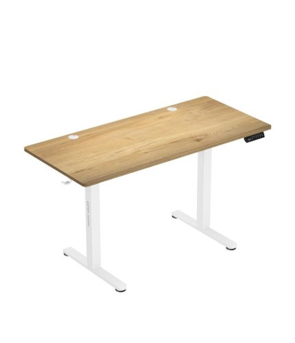 Mark Adler Leader 7.0 craftt Ergonomický stôl s nastaviteľnou výškou, s elektrickým nastavovaním výšky, počítačový stôl s pamäťovou funkciou a LCD displejom, biela/drevo