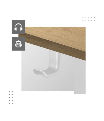 Mark Adler Leader 7.0 craftt Ergonomický stôl s nastaviteľnou výškou, s elektrickým nastavovaním výšky, počítačový stôl s pamäťovou funkciou a LCD displejom, biela/drevo