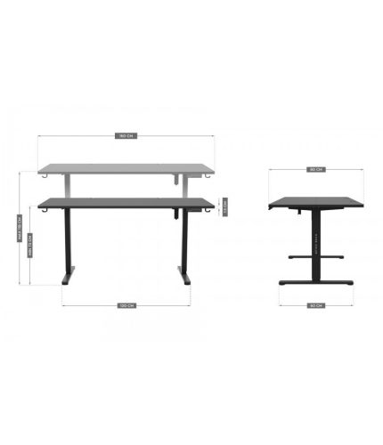 Mark Adler Leader 7.6 black Prémiový písací stôl s nastaviteľnou výškou s pamäťovou funkciou, organizér na káble 160 x 80 cm, čierny