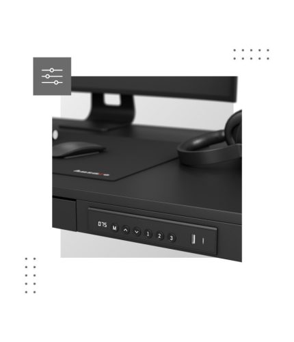 Mark Adler Leader 8.2 black Prémiový ergonomický stôl s nastaviteľnou výškou, elektrické nastavenie výšky, počítačový stôl čierny