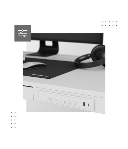 Mark Adler Leader 8.2 white Prémiový Ergonomický stôl výškovo nastaviteľný stôl s elektrickým nastavením výšky, počítačový stôl biely