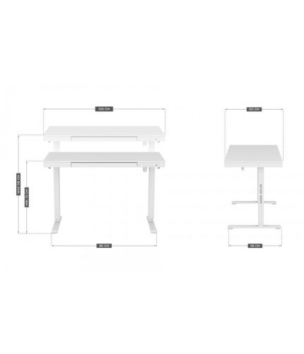 Mark Adler Leader 8.2 white Prémiový Ergonomický stôl výškovo nastaviteľný stôl s elektrickým nastavením výšky, počítačový stôl biely