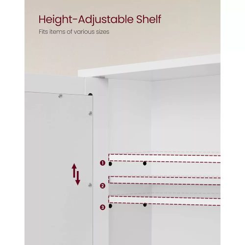 Vasagle Nástenná zrkadlová kúpeľňová skrinka, 56x13x58cm biela