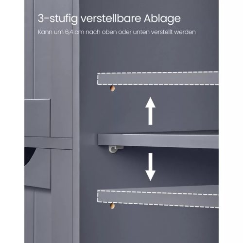 Kúpeľňová skrinka, skrinka so 4 zásuvkami a 1 dvierkami, sivá 55x30x81cm