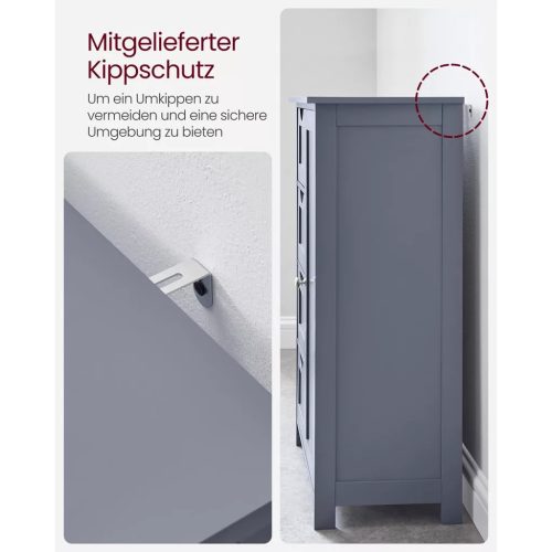 Kúpeľňová skrinka, skrinka so 4 zásuvkami a 1 dvierkami, sivá 55x30x81cm