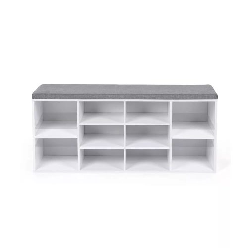 Lavica na topánky s dvoma úložnými úrovňami, biela 104x30x48cm