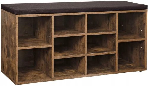 Vasagle Lavica na topánky s polstrovaným sedadlom, rustikálna hnedá 104x30x48cm