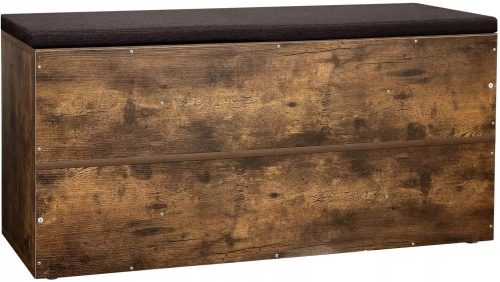 Vasagle Lavica na topánky s polstrovaným sedadlom, rustikálna hnedá 104x30x48cm