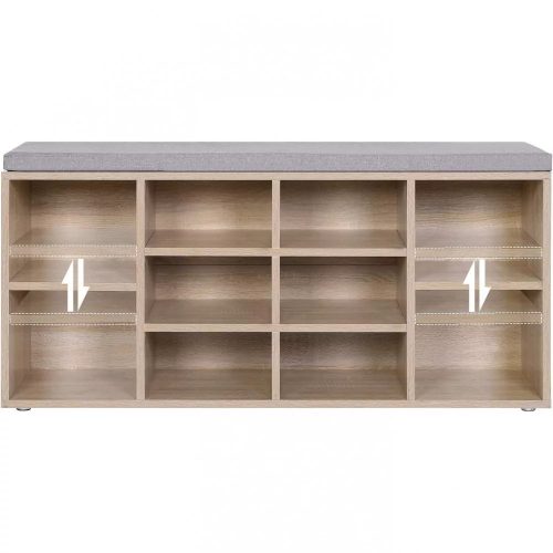 Vasagle Lavica na topánky s 10 priehradkami, prírodná 104x30x48cm