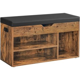   Vasagle Lavica na topánky s polstrovaným sedadlom, rustikálna hnedá 80x44x30cm