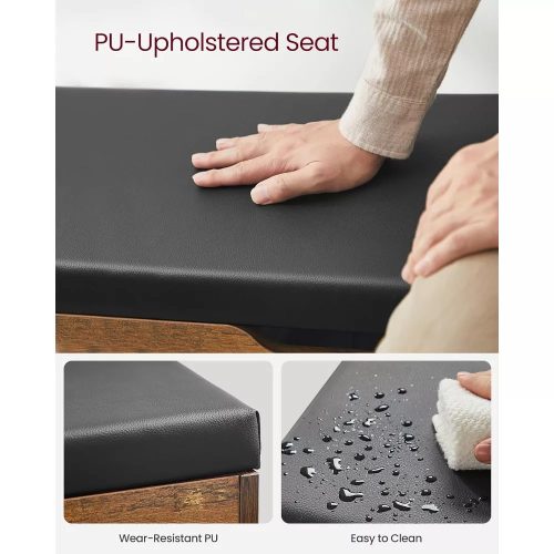 Vasagle Lavica na topánky s polstrovaným sedadlom, rustikálna hnedá 80x44x30cm