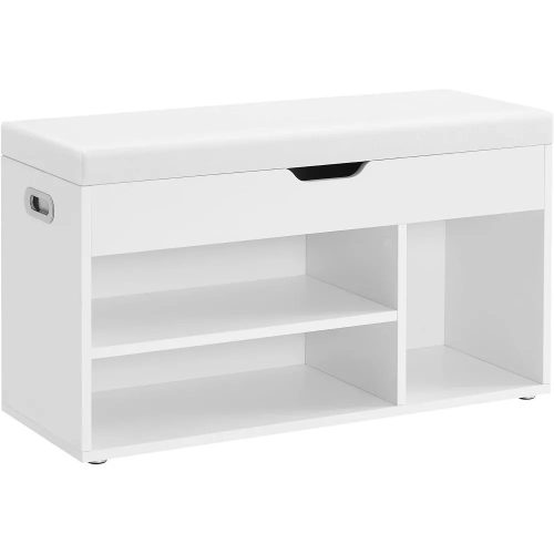 Vasagle Lavica na topánky s polstrovaným sedadlom, biela 80x44x30cm
