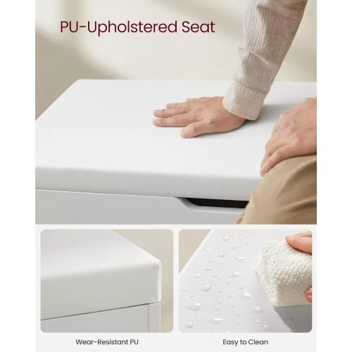 Vasagle Lavica na topánky s polstrovaným sedadlom, biela 80x44x30cm