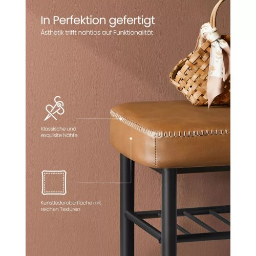 Lavica na topánky ECHO, 2-poschodová, poťah z umelej kože, hnedá, 30x80x50cm