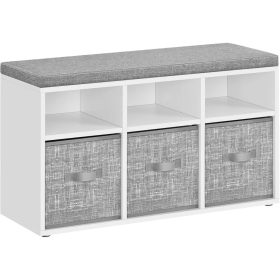   Lavica na topánky, 6 priehradiek, organizér na topánky, 3 látkové úložné boxy, oblačne biela, holubie sivá