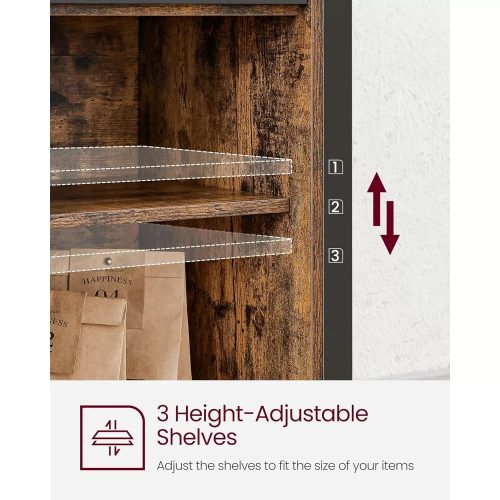 Vasagle Komoda s posuvnými dverami a otvorenými policami, rustikálna hnedá.