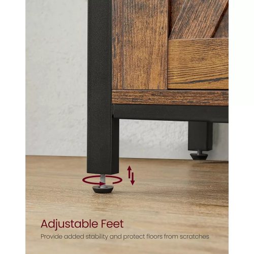 Vasagle Komoda s posuvnými dverami a otvorenými policami, rustikálna hnedá.