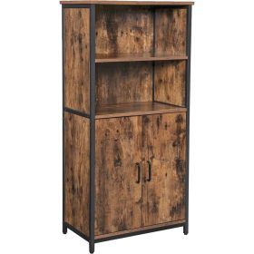   Vasagle Úložná skrinka s dvomi dvierkami a otvorenými policami, rustikálna hnedá.