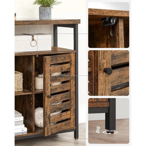 Vasagle Komoda s dvomi dvierkami a otvorenými policami, rustikálna hnedá.