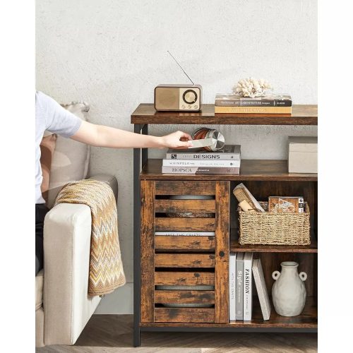 Vasagle Komoda s dvomi dvierkami a otvorenými policami, rustikálna hnedá.