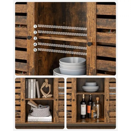 Vasagle Komoda s dvomi dvierkami a otvorenými policami, rustikálna hnedá.