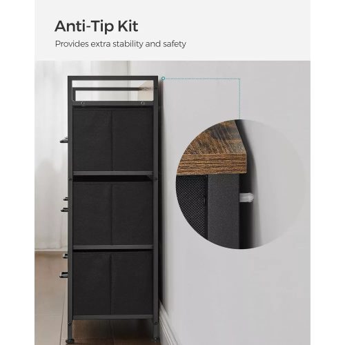 Songmics Úložná skriňa so siedmimi zásuvkami, šatníková skriňa, rustikálna hnedá.