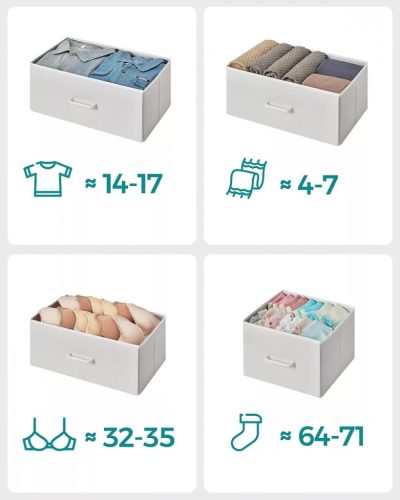 Songmics Úložná skrinka so siedmimi zásuvkami, šatníková skriňa, prírodná a biela.