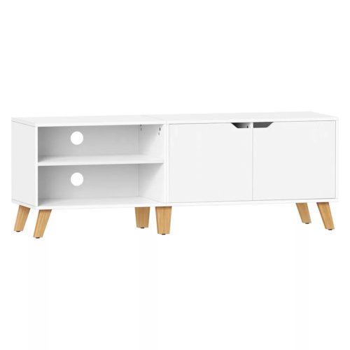 TV skrinka, 2 dvierka, s policami, biela 140x40x45cm