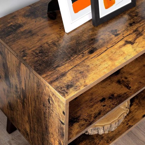 Vasagle TV skrinka s dvomi dvierkami, s policami, rustikálna hnedá.