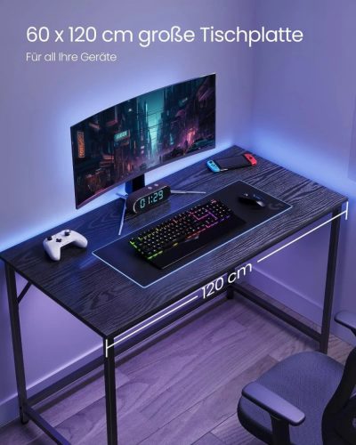 Písací stôl Songmics LWD039B56, čierny, 60x120x75-cm