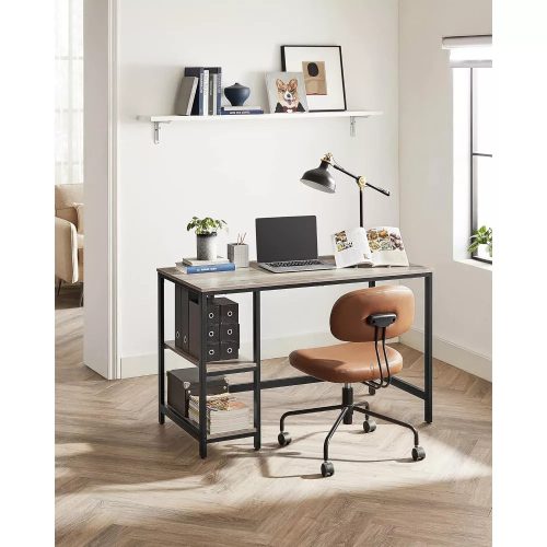 Kancelársky počítačový stôl Vasagle LWD47MB, sivý s policami.