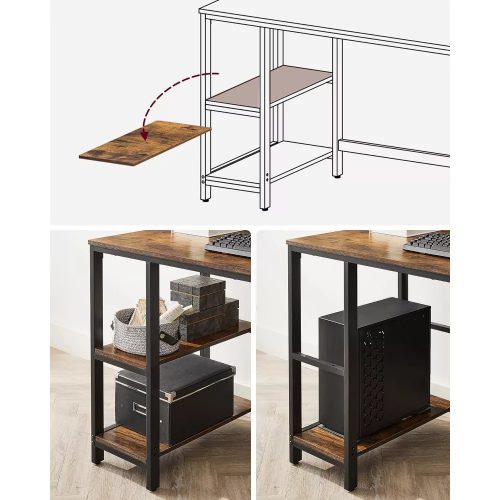 Kancelársky samitogepový stôl Vasagle LWD47X, rustikálna hnedá.