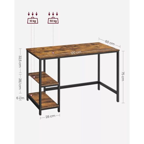 Kancelársky samitogepový stôl Vasagle LWD47X, rustikálna hnedá.